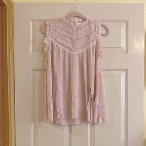 NWOT POL Blush Lace Trim Tank Top, Size S